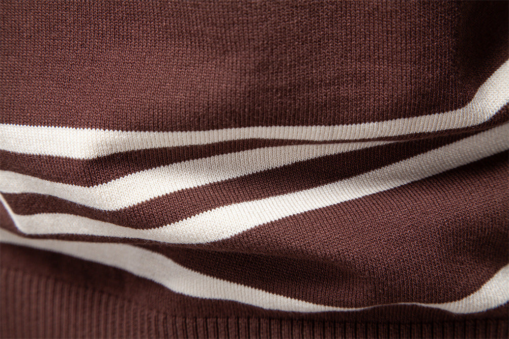 Vintage Stripe Knit Polo Sweater