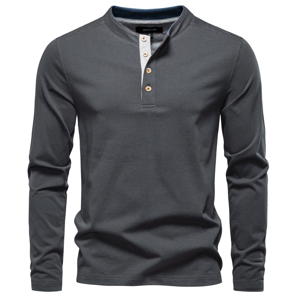 Men’s Cotton Henley Long T-Shirt
