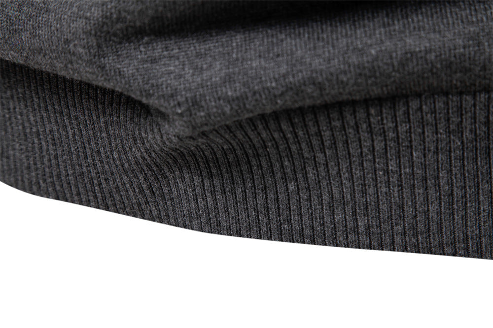 Solid Color V-Neck Knit Sweatershirt