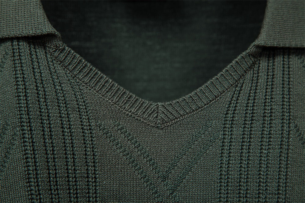 Men’s Jacquard V-Neck Knit Sweater
