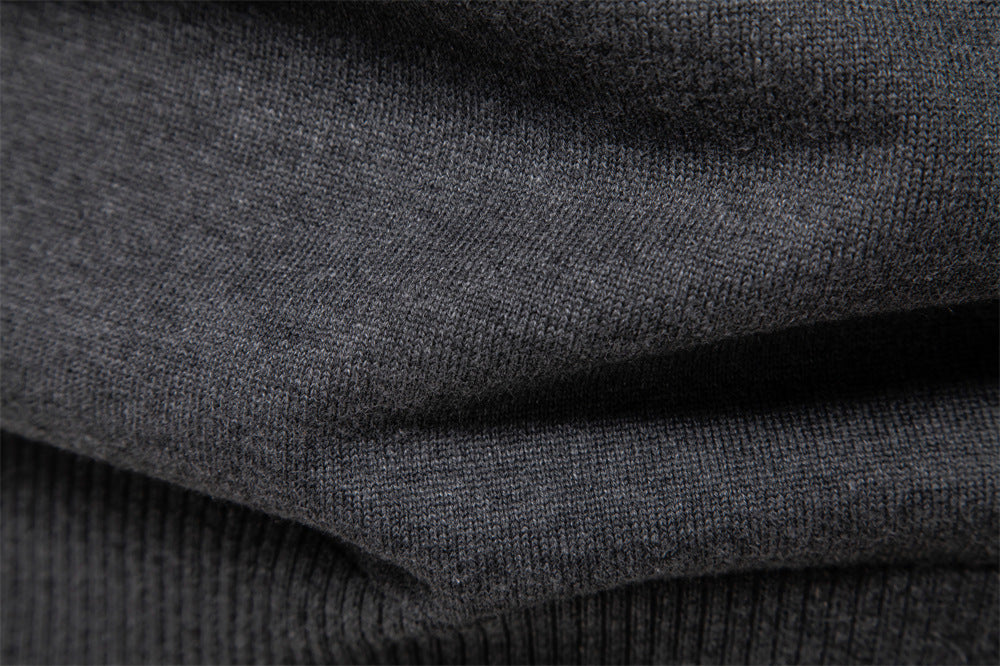 Solid Color V-Neck Knit Sweatershirt