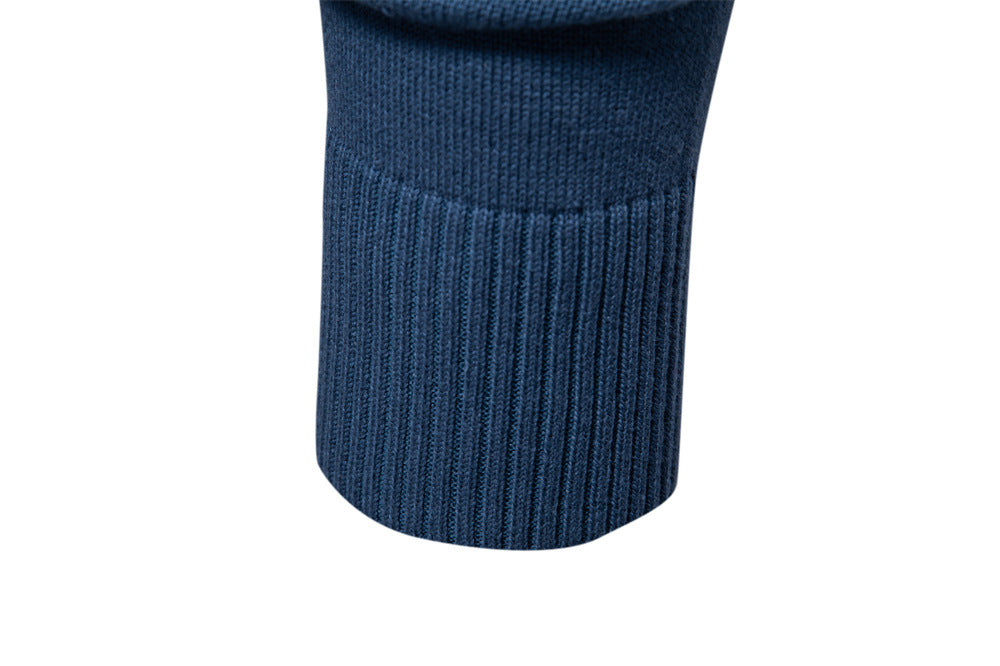 Solid Color V-Neck Knit Sweatershirt