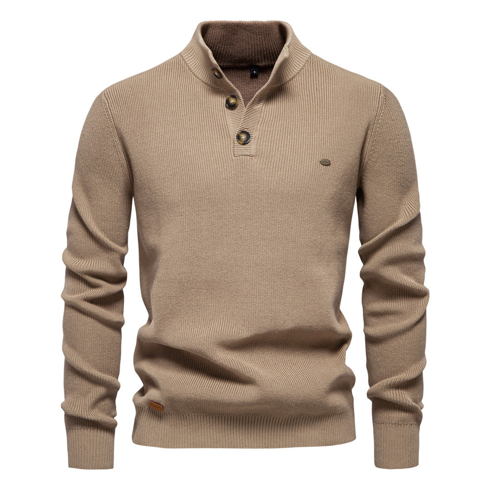 Men’s Button-Up Mock Neck Sweater