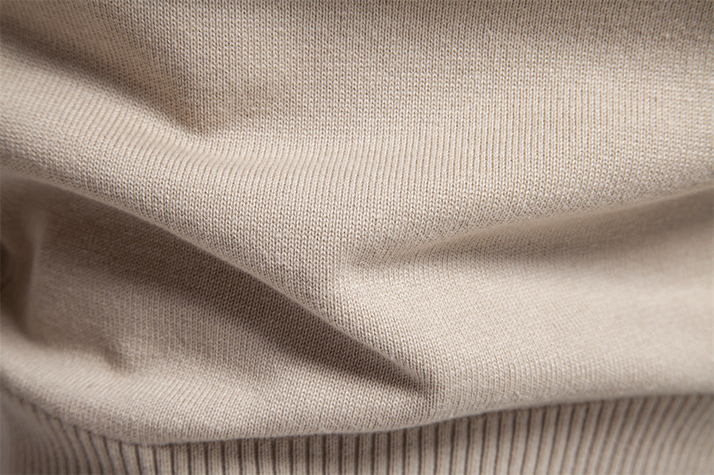 Solid Color V-Neck Knit Sweatershirt