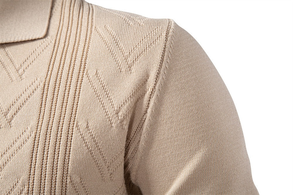 Men’s Jacquard V-Neck Knit Sweater