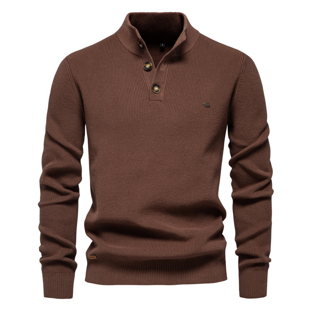 Men’s Button-Up Mock Neck Sweater