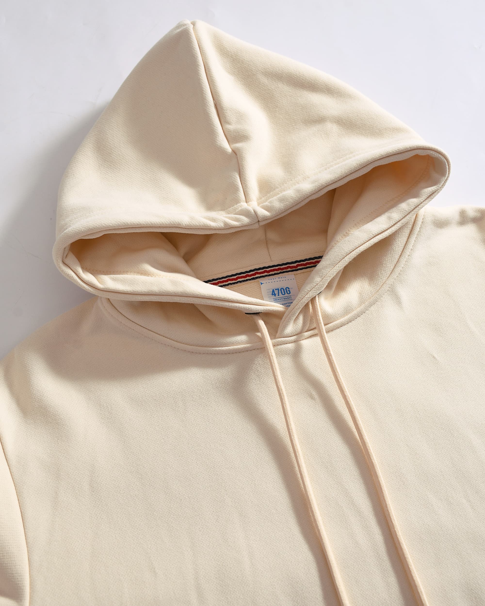 Cream Beige Weighted Pullover Hoodie