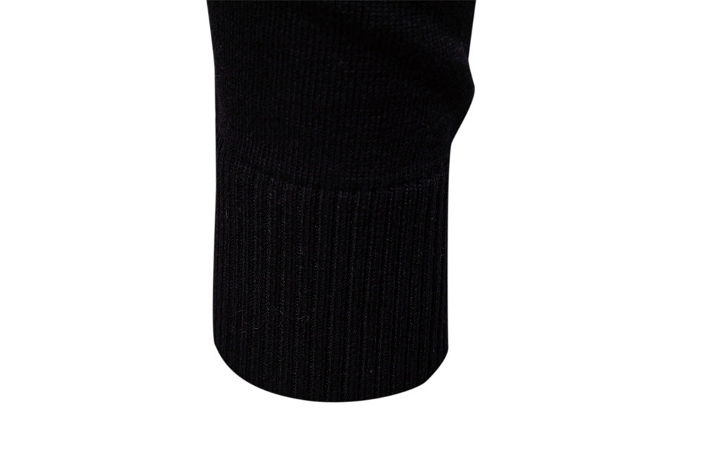 Solid Color V-Neck Knit Sweatershirt