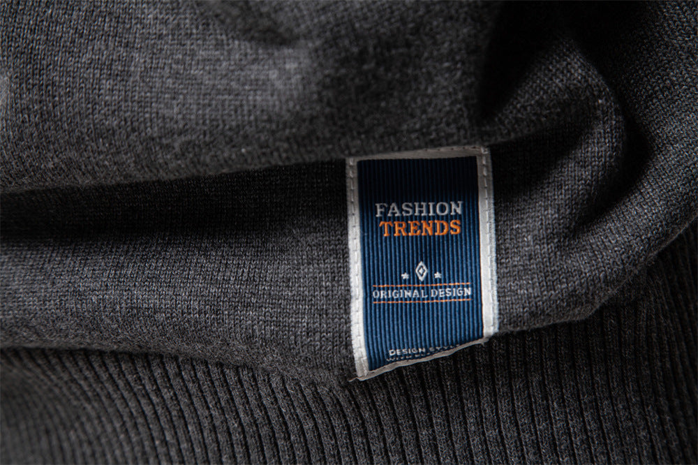 Solid Color V-Neck Knit Sweatershirt