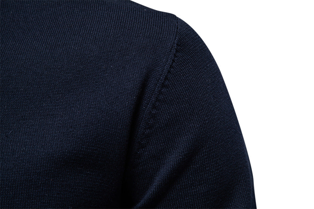 Solid Color V-Neck Knit Sweatershirt