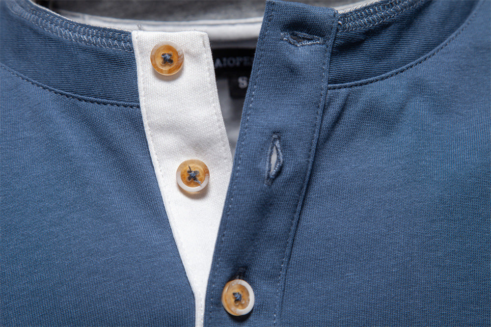 Men’s Cotton Henley Long T-Shirt