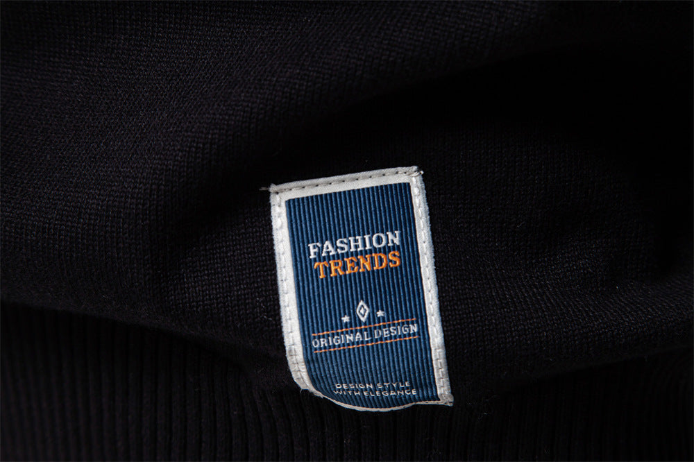 Solid Color V-Neck Knit Sweatershirt