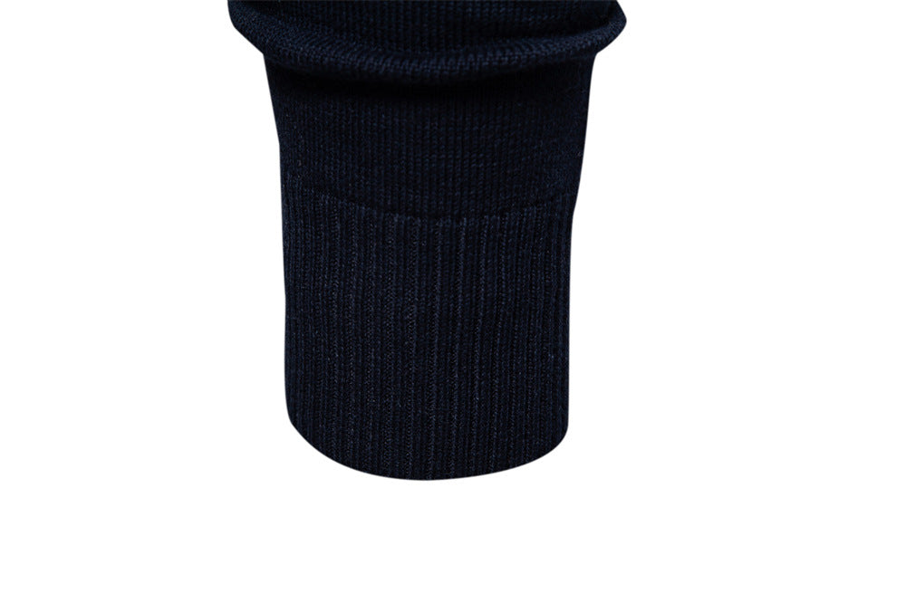 Solid Color V-Neck Knit Sweatershirt