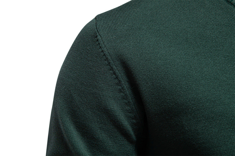 Solid Color V-Neck Knit Sweatershirt