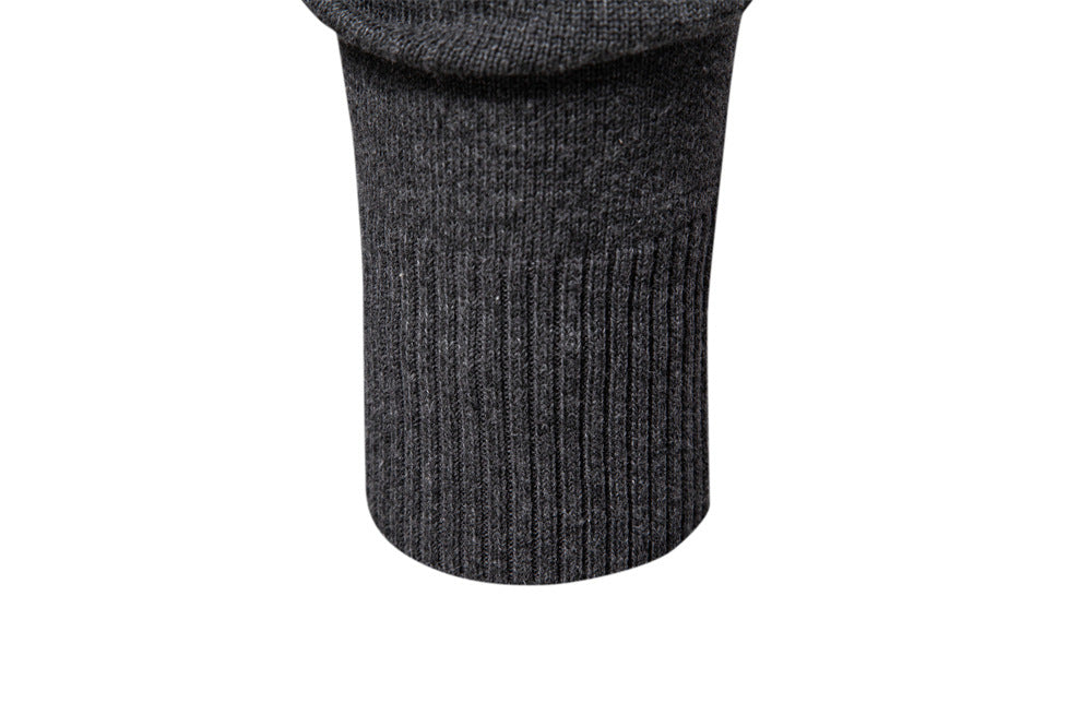 Solid Color V-Neck Knit Sweatershirt