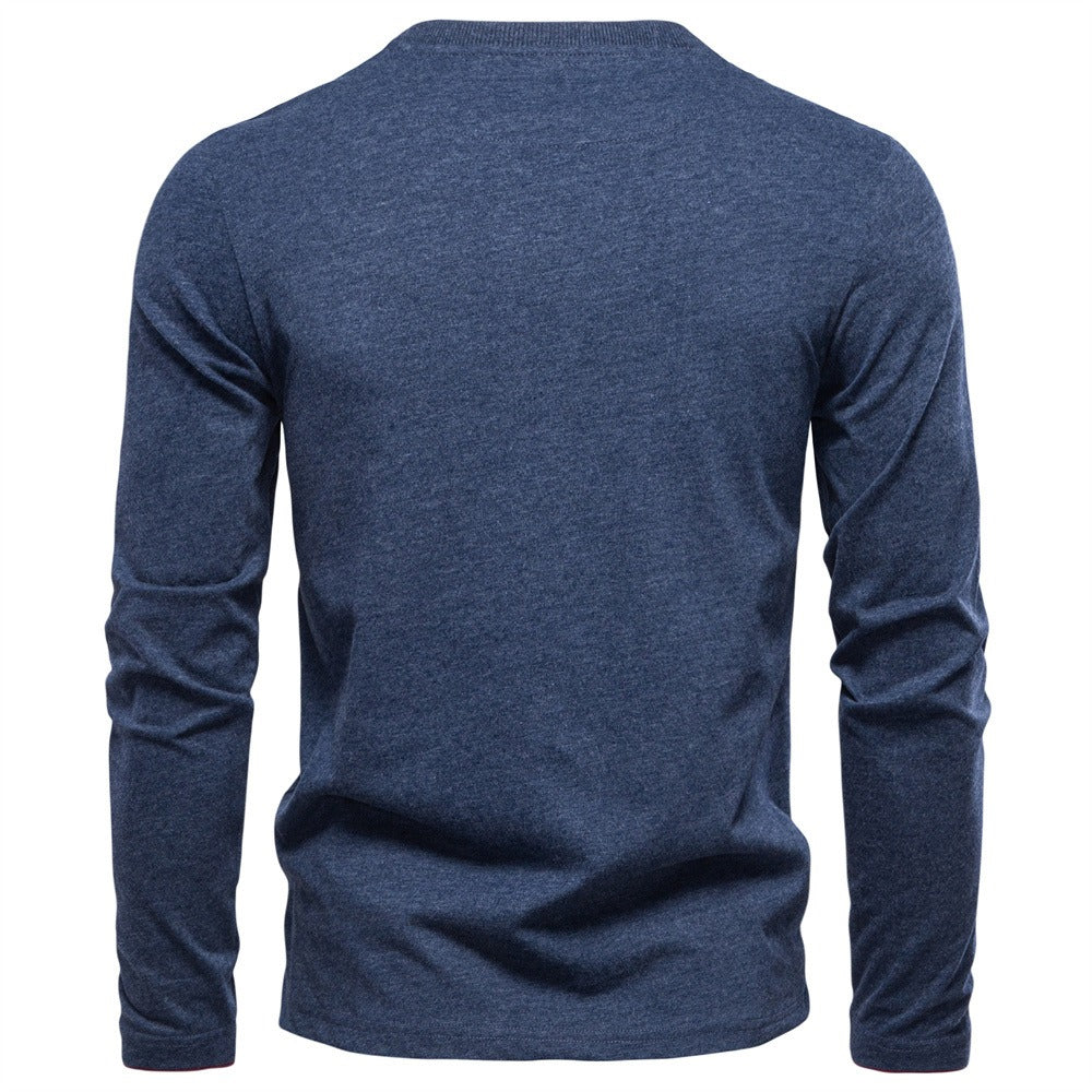 Cotton V-Neck Long Sleeve T-Shirt