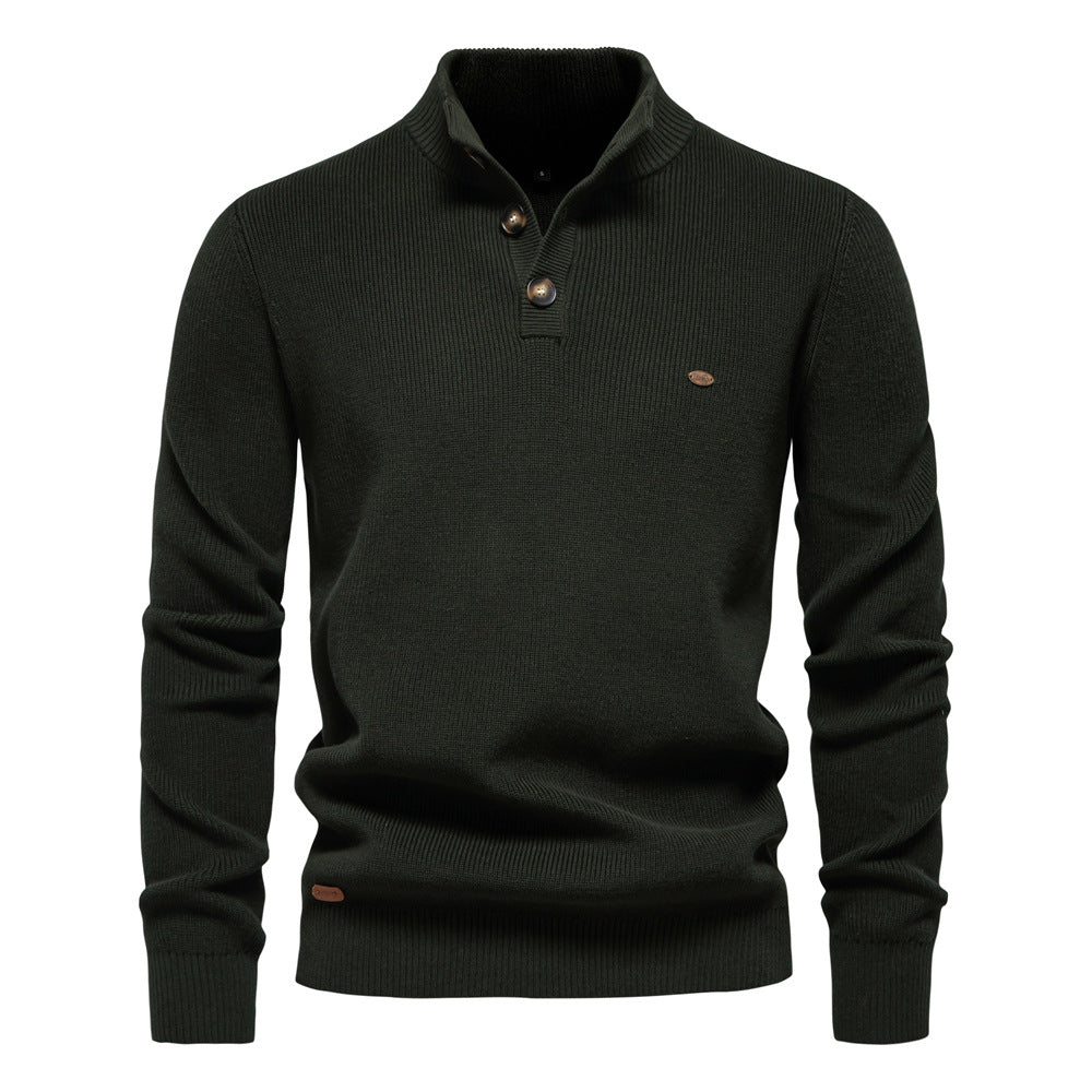 Men’s Button-Up Mock Neck Sweater