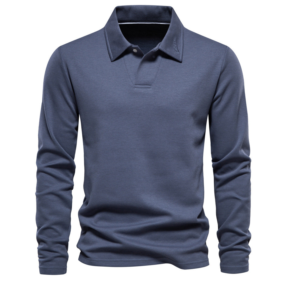 Solid Long Sleeve Polo Shirt
