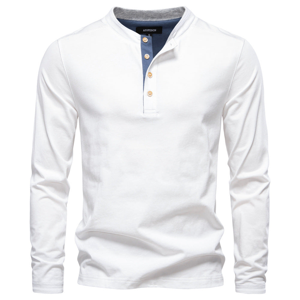 Men’s Cotton Henley Long T-Shirt