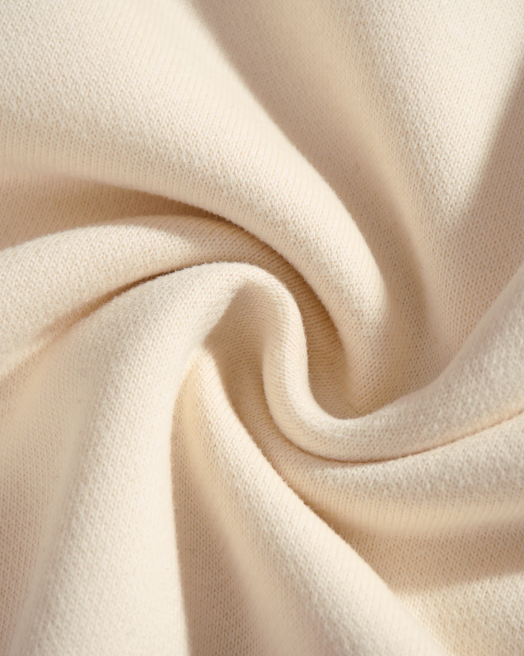 Cream Beige Weighted Pullover Hoodie