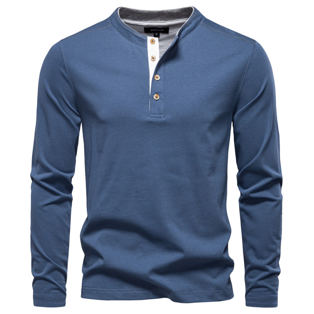 Men’s Cotton Henley Long T-Shirt