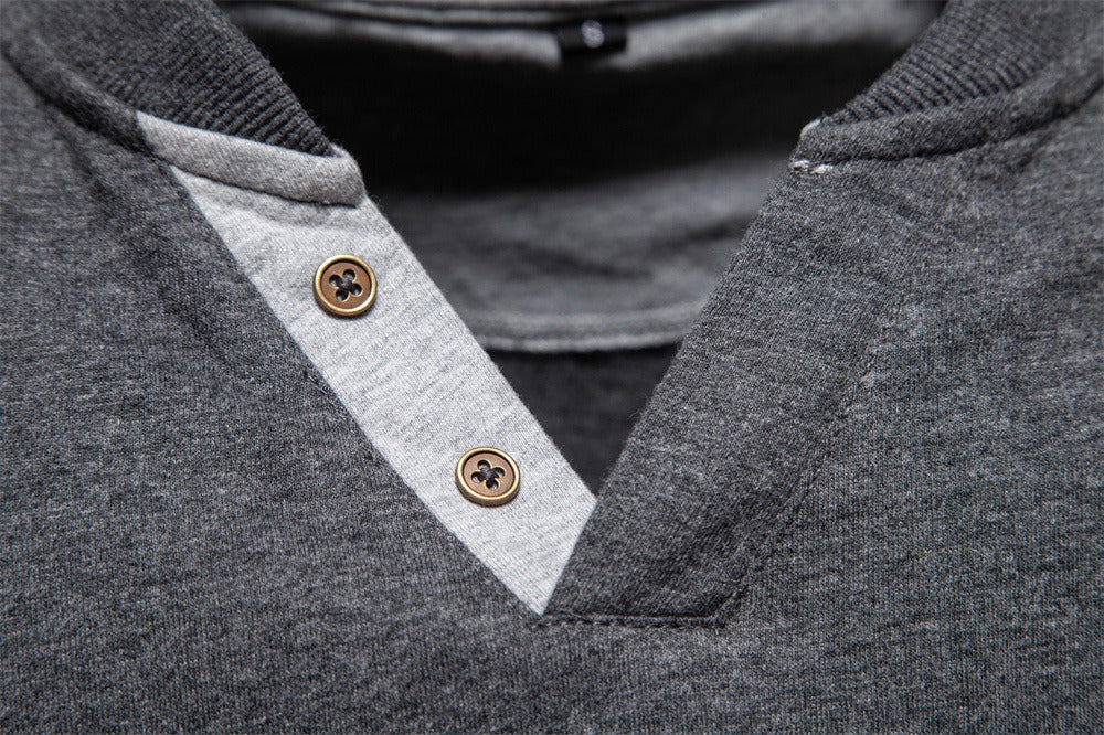 Cotton V-Neck Long Sleeve T-Shirt
