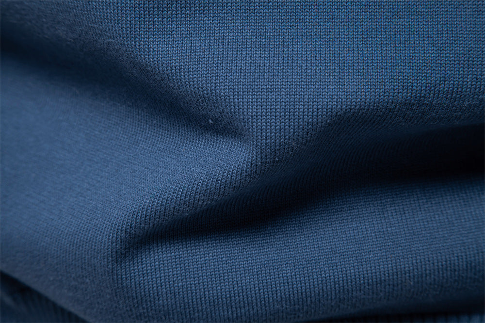 Solid Color V-Neck Knit Sweatershirt