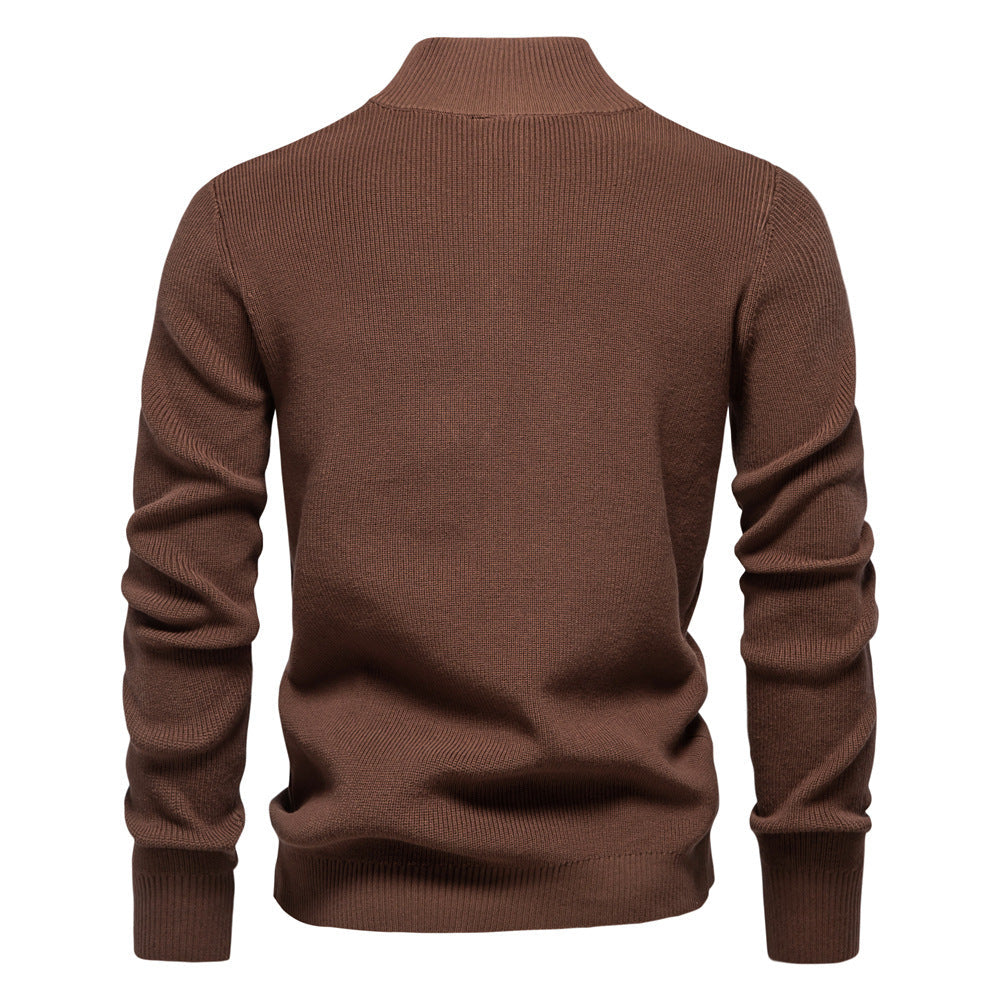 Men’s Button-Up Mock Neck Sweater