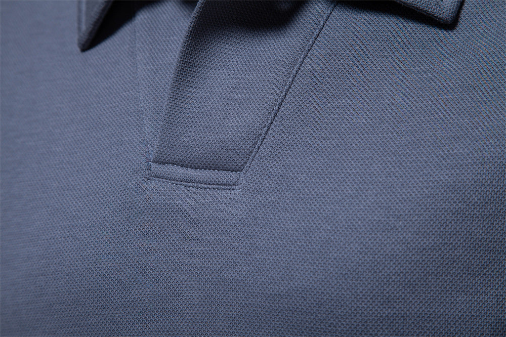 Solid Long Sleeve Polo Shirt