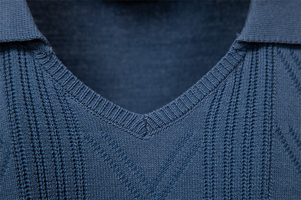 Men’s Jacquard V-Neck Knit Sweater
