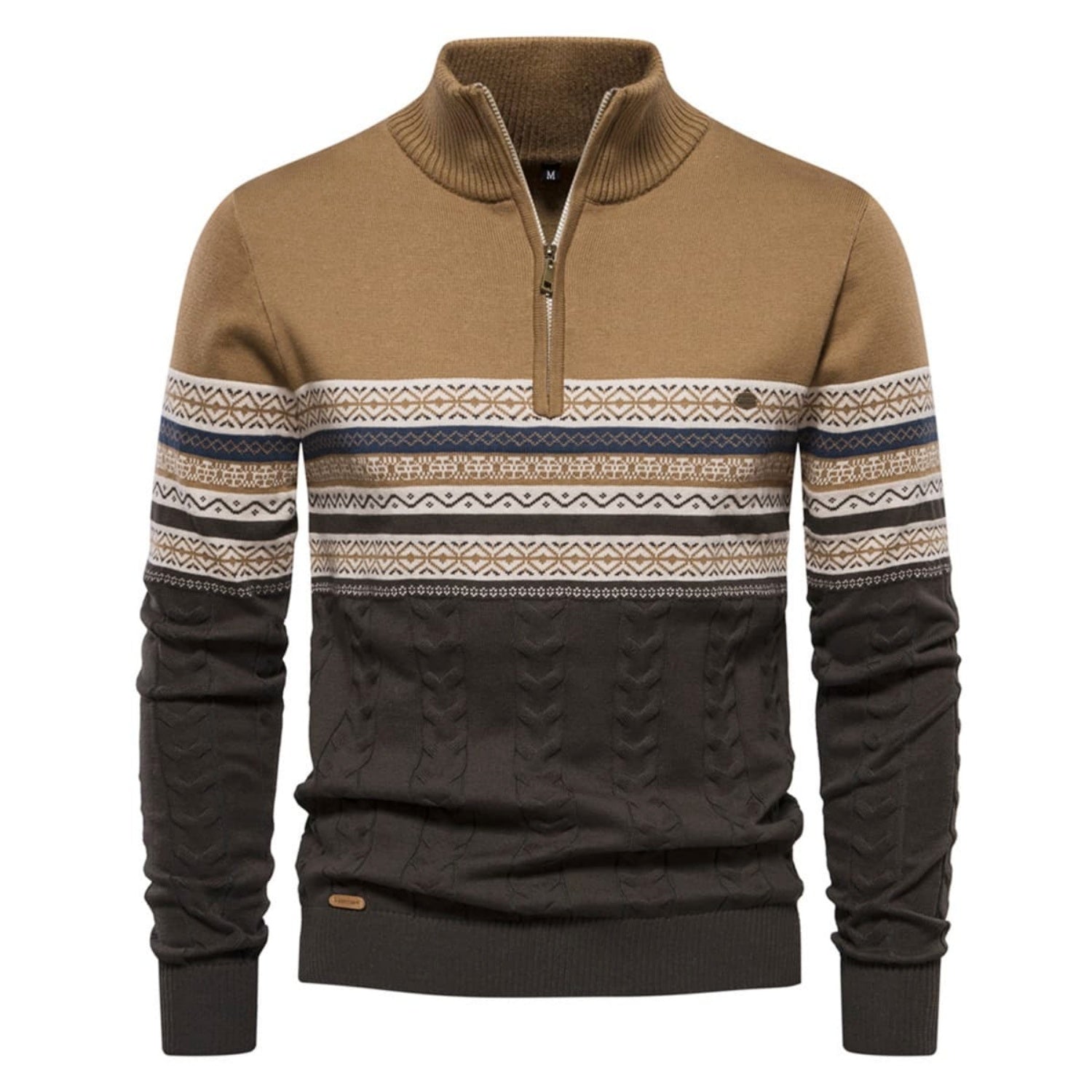 Men's Stand Collar Half-Zip Knit Sweater