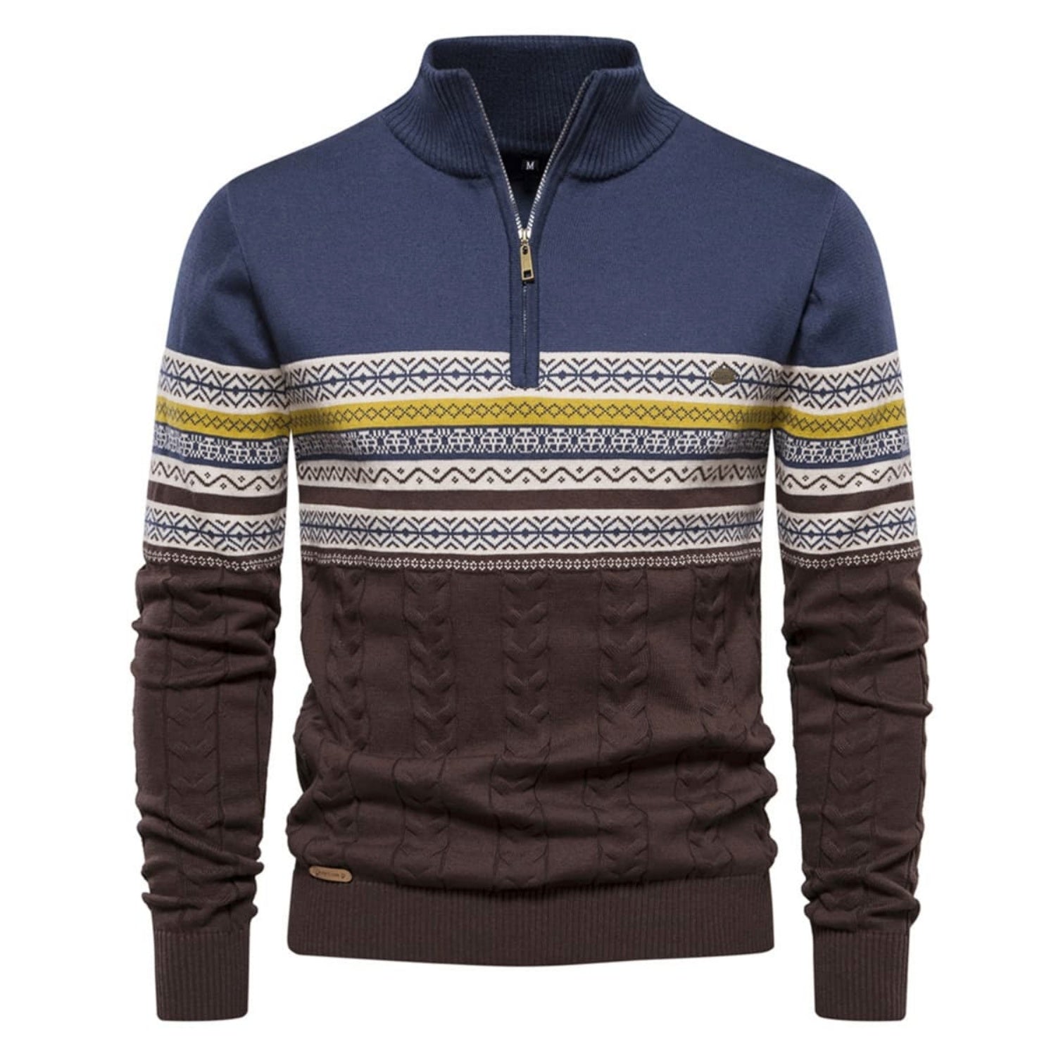 Men's Stand Collar Half-Zip Knit Sweater
