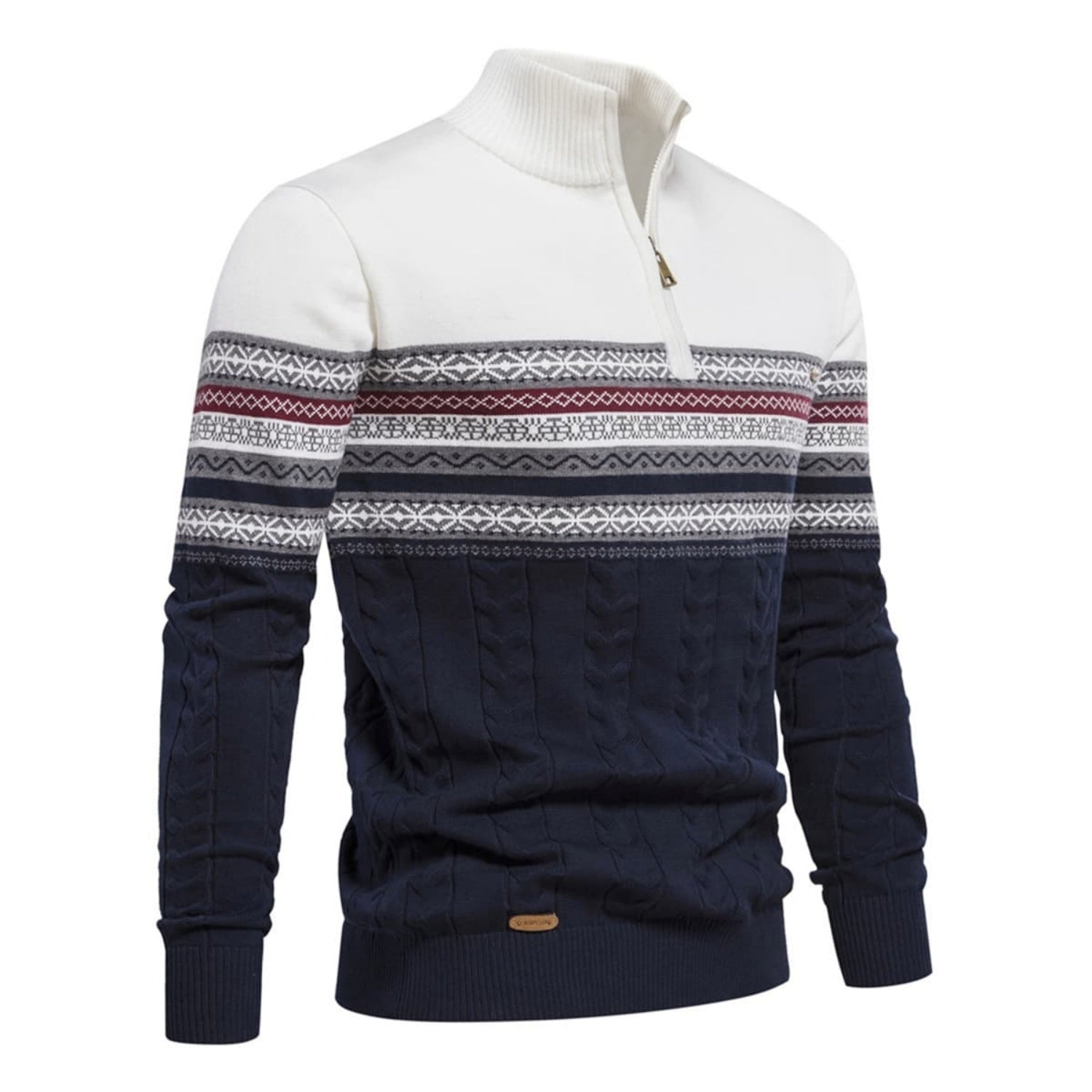 Men's Stand Collar Half-Zip Knit Sweater