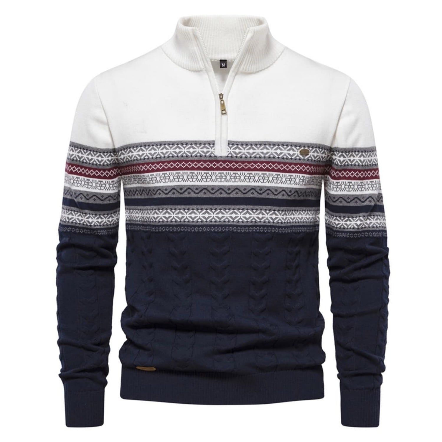 Men's Stand Collar Half-Zip Knit Sweater