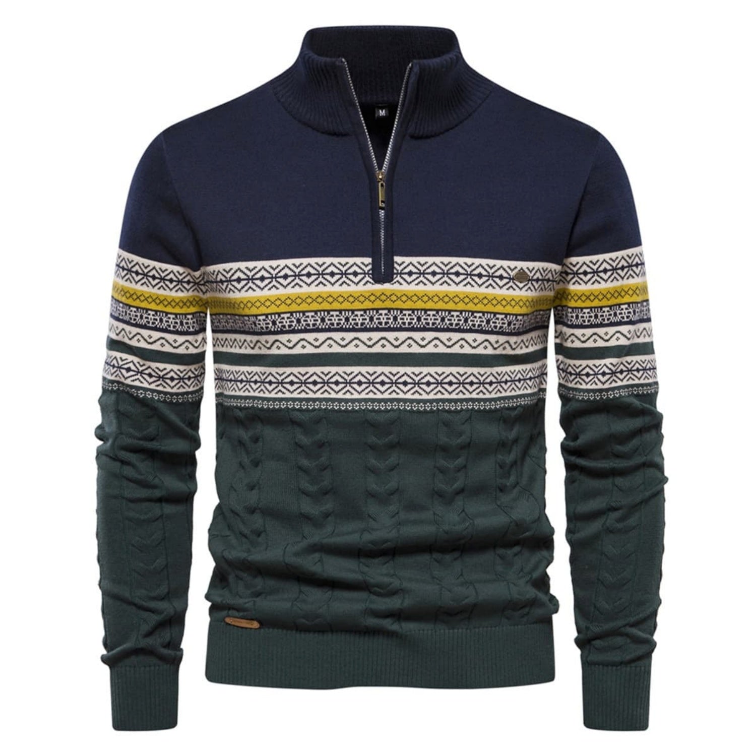 Men's Stand Collar Half-Zip Knit Sweater