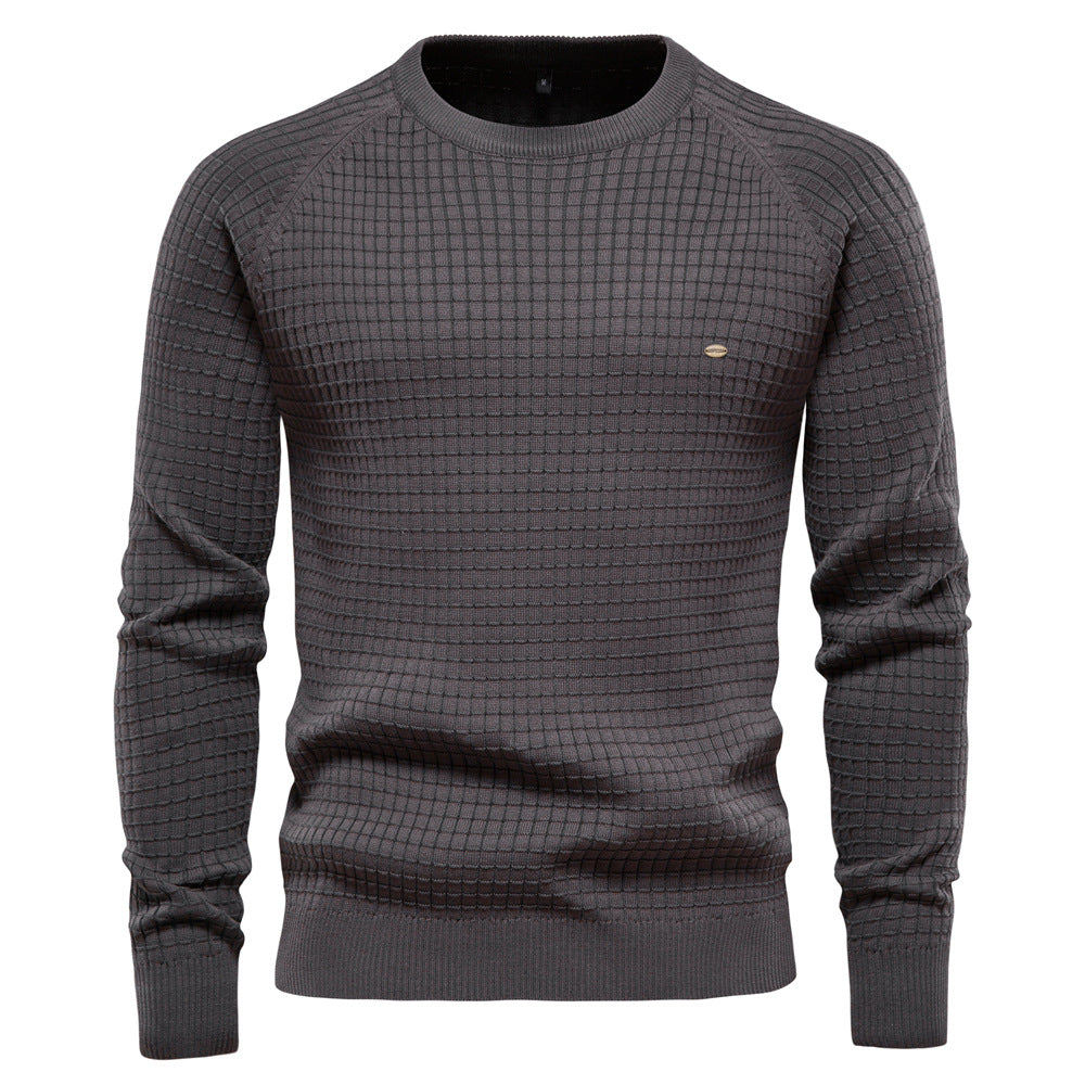Men’s Waffle Knit Crew Neck Sweater