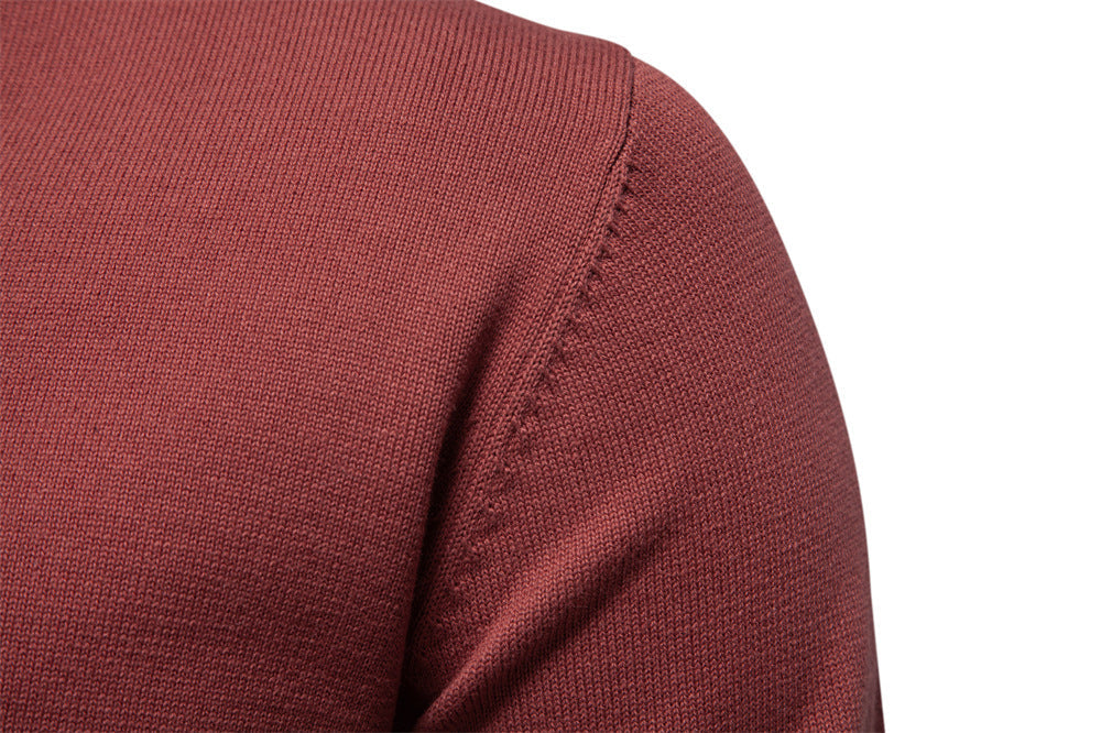 Solid Color V-Neck Knit Sweatershirt