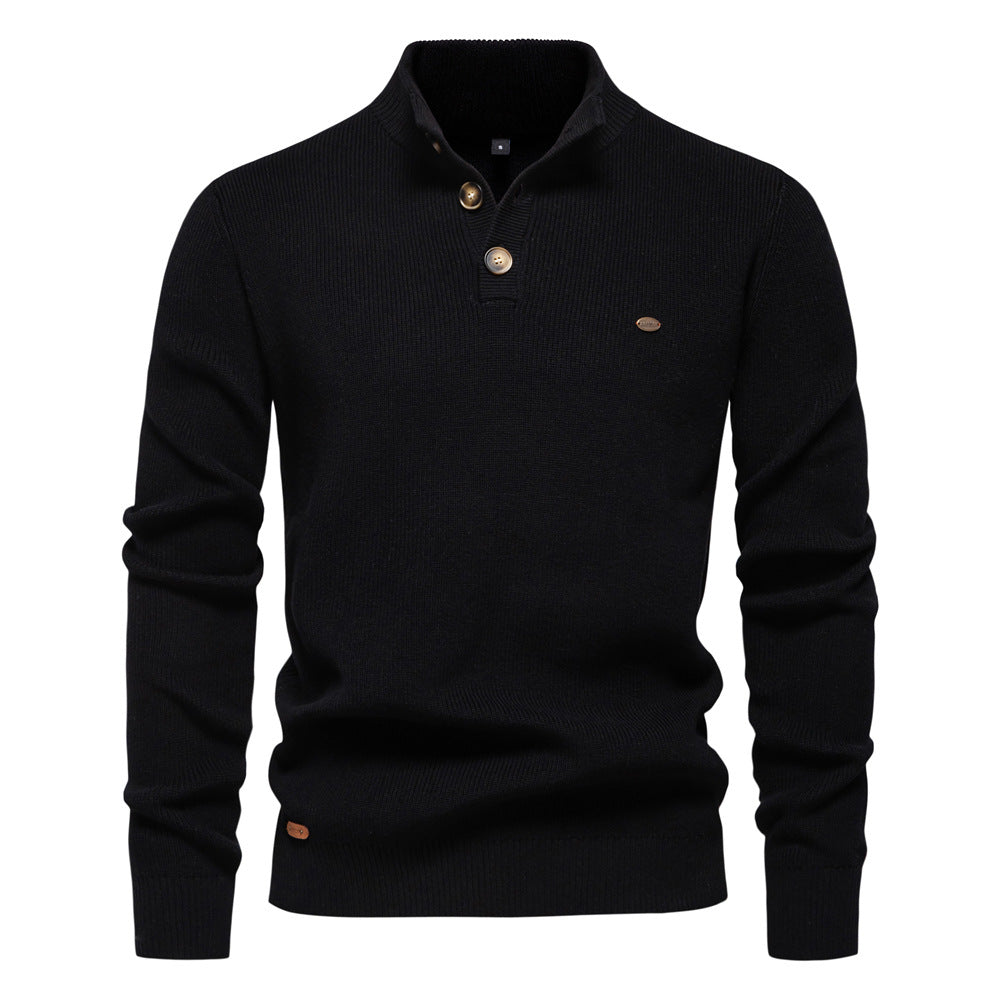 Men’s Button-Up Mock Neck Sweater