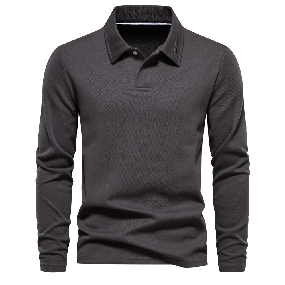 Solid Long Sleeve Polo Shirt