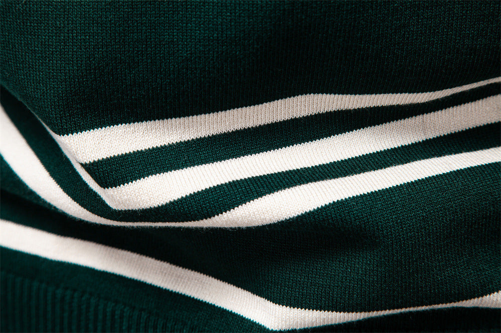 Vintage Stripe Knit Polo Sweater