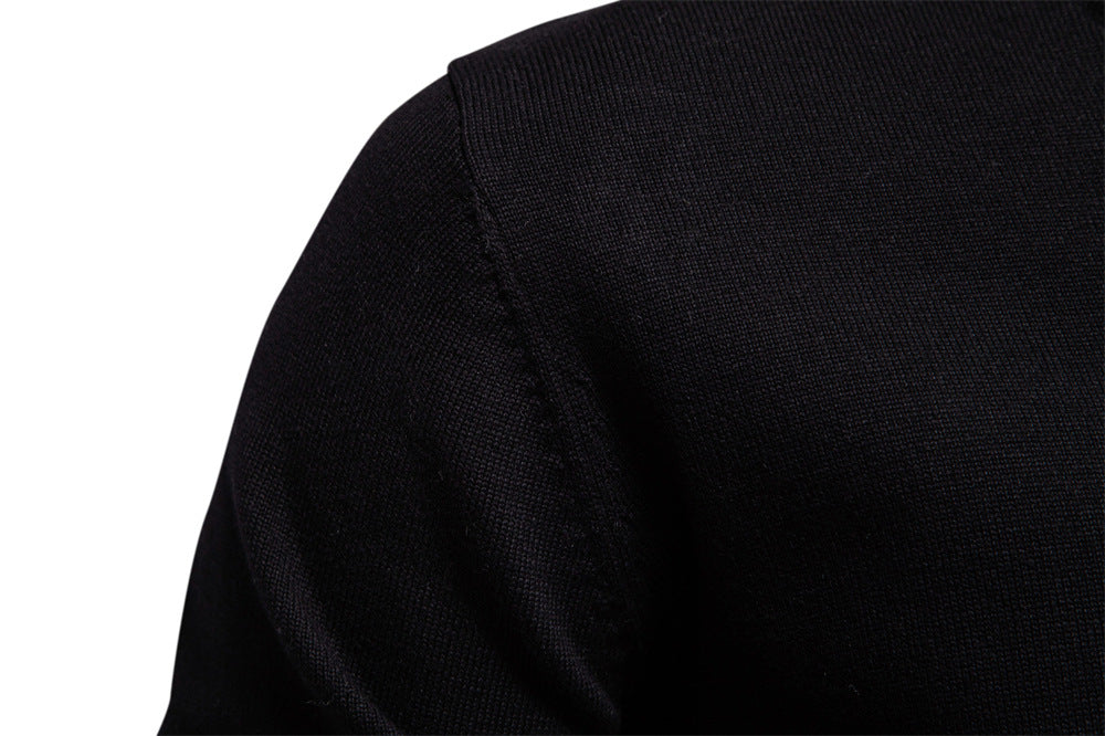Solid Color V-Neck Knit Sweatershirt