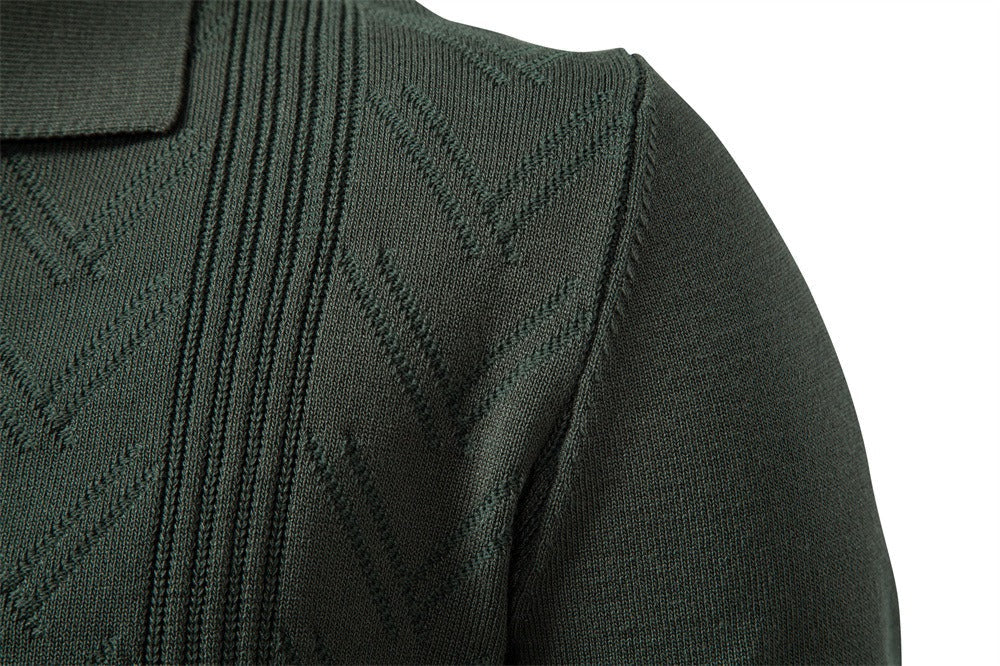 Men’s Jacquard V-Neck Knit Sweater