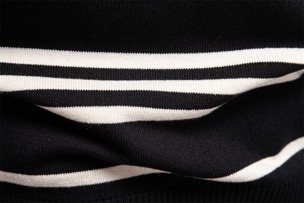 Vintage Stripe Knit Polo Sweater