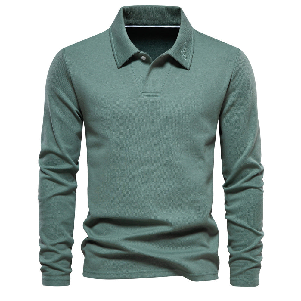 Solid Long Sleeve Polo Shirt