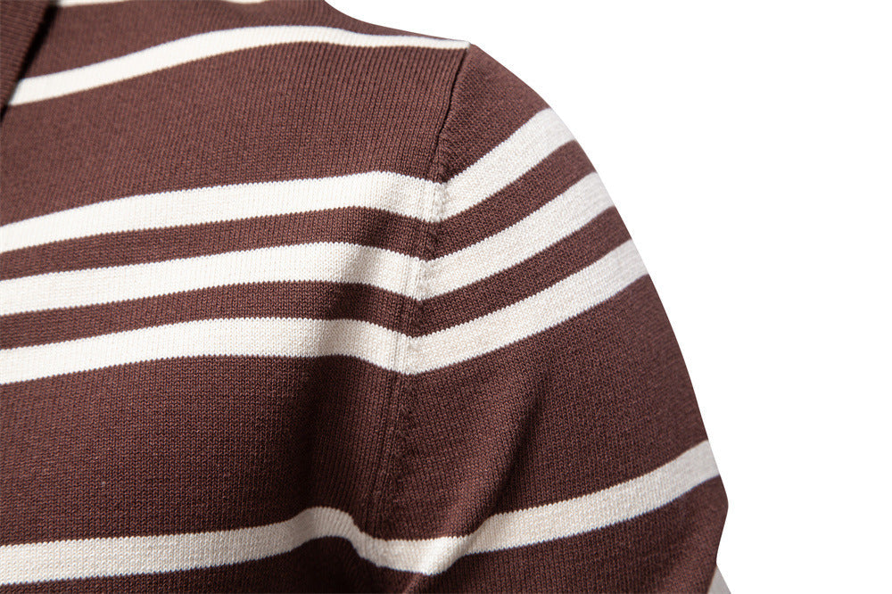 Vintage Stripe Knit Polo Sweater
