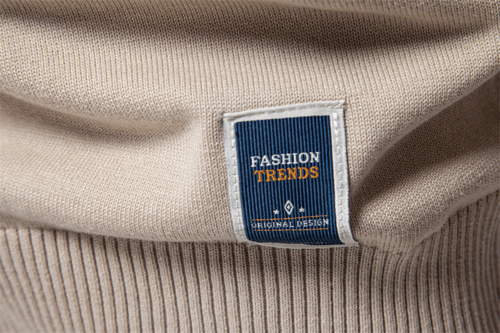 Solid Color V-Neck Knit Sweatershirt