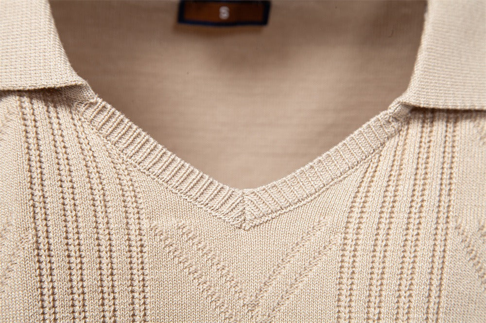 Men’s Jacquard V-Neck Knit Sweater