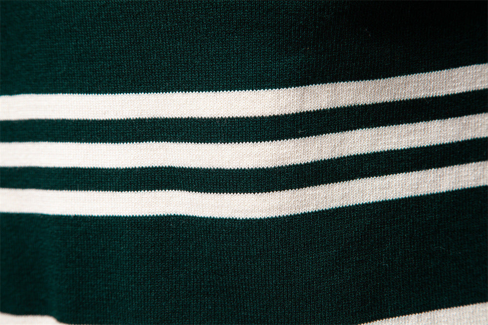 Vintage Stripe Knit Polo Sweater