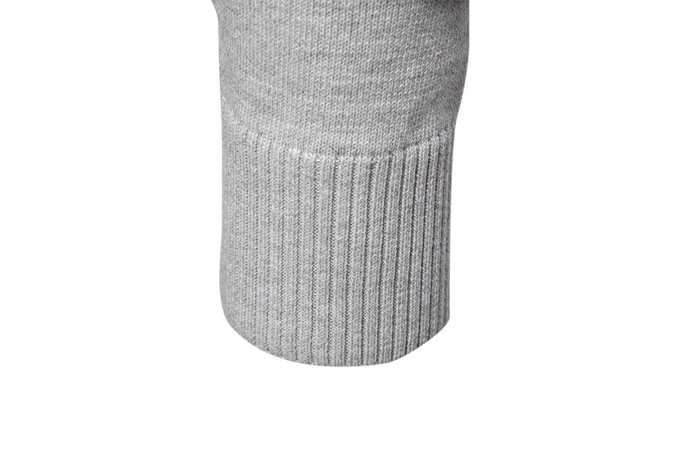 Solid Color V-Neck Knit Sweatershirt