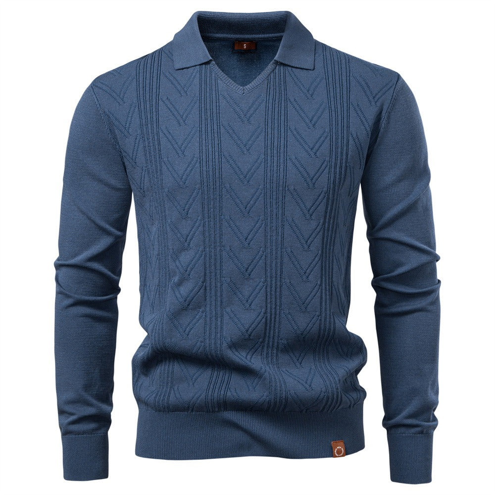Men’s Jacquard V-Neck Knit Sweater